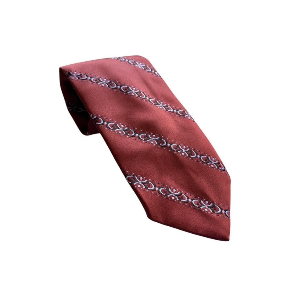 Vintage *NEW* GIVENCHY Orange & Brown Midcentury Tie Polyester Wide Office Work